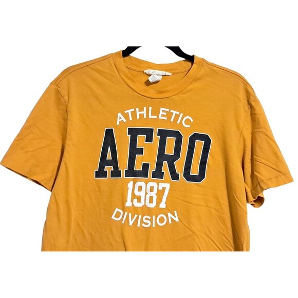 Aeropostale Mens Athletic Division 1987 Graphic T-Shirt Large Mustard Yellow - Picture 6 of 8